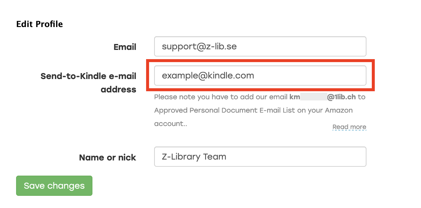 Dirección de correo electrónico de Kindle