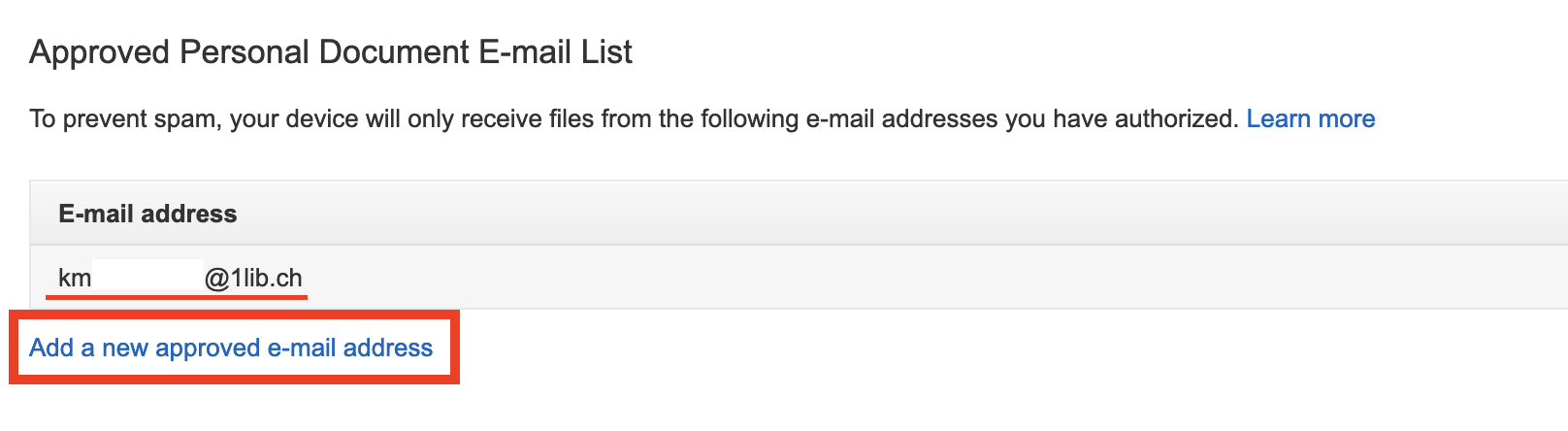 Agregar la dirección de correo electrónico a 